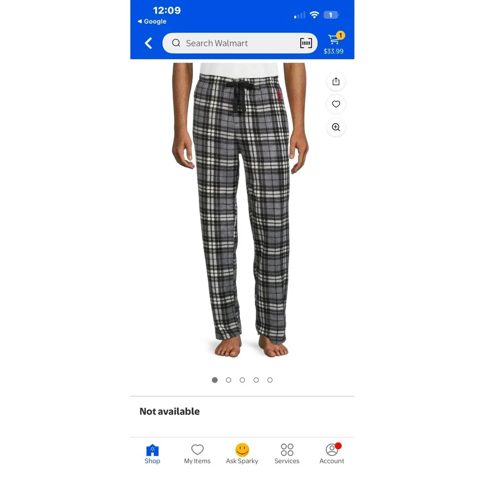 US Polo Assn Mens Plaid Flannel Pajama Pants Sleepwear‎ Lounge Size L